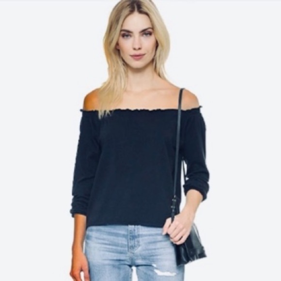 NWT Chaser off the shoulder navy blouse - Picture 1 of 6